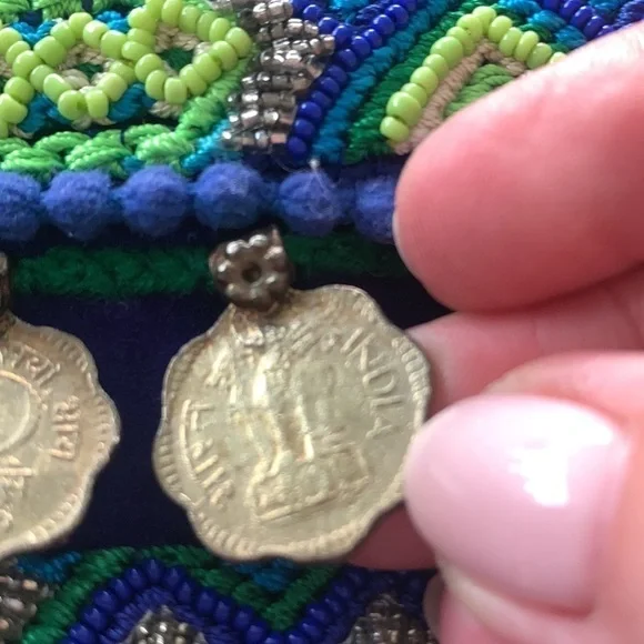 Olivia Dar Electric Blue Beaded Suede Clutch- purse - Picture 11 of 11